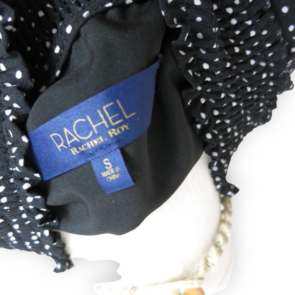 Black Swiss Dot Ruffle Mini Dress Small Sheer Sleeve Coquette Date Night - Picture 10 of 10
